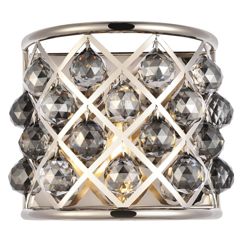 Elegant Crystal Grid 1 Light Crystal Wall Sconce - Polished Nickel/Silver Shade (1214W11PN-SS-RC)