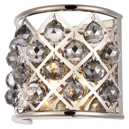 Elegant Crystal Grid 1 Light Crystal Wall Sconce - Polished Nickel/Silver Shade (1214W11PN-SS-RC)