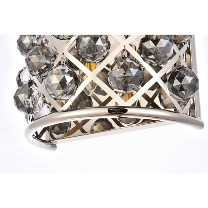 Elegant Crystal Grid 1 Light Crystal Wall Sconce - Polished Nickel/Silver Shade (1214W11PN-SS-RC)