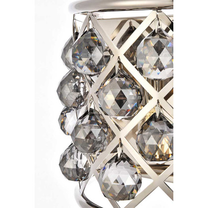 Elegant Crystal Grid 1 Light Crystal Wall Sconce - Polished Nickel/Silver Shade (1214W11PN-SS-RC)