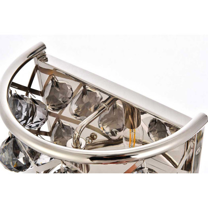 Elegant Crystal Grid 1 Light Crystal Wall Sconce - Polished Nickel/Silver Shade (1214W11PN-SS-RC)