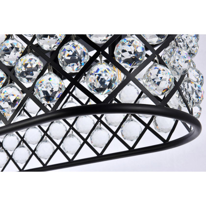 Elegant Crystal Grid Rectangular 7 Light Chandelier - Matte Black, L 50" (1216G50MB-RC)