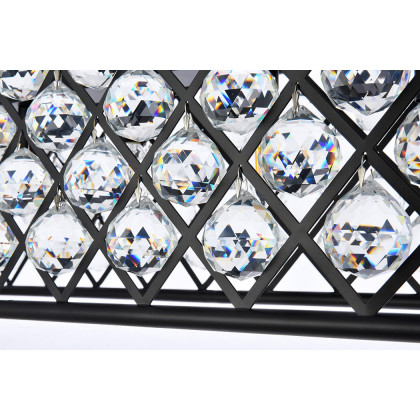 Elegant Crystal Grid Rectangular 7 Light Chandelier - Matte Black, L 50" (1216G50MB-RC)