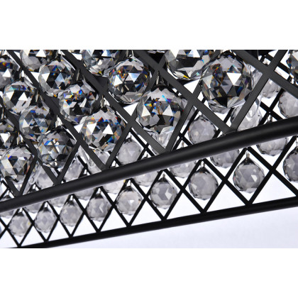 Elegant Crystal Grid Rectangular 7 Light Chandelier - Matte Black/Silver, L 50" (1216G50MB-SS-RC)