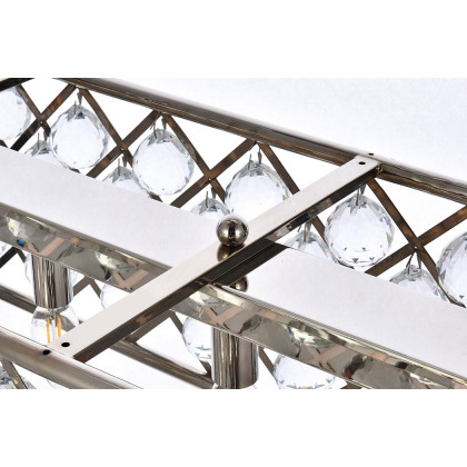 Elegant Crystal Grid Rectangular 7 Light Chandelier - Polished Nickel, L 50" (1216G50PN-RC)