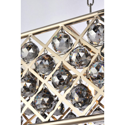Elegant Crystal Grid Rectangular 7 Light Chandelier - Polished Nickel/Silver, L 50" (1216G50PN-SS-RC)