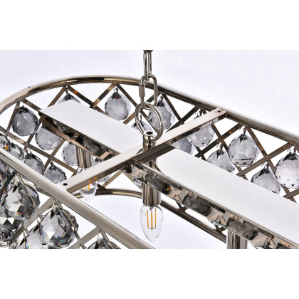 Elegant Crystal Grid Rectangular 7 Light Chandelier - Polished Nickel/Silver, L 50" (1216G50PN-SS-RC)