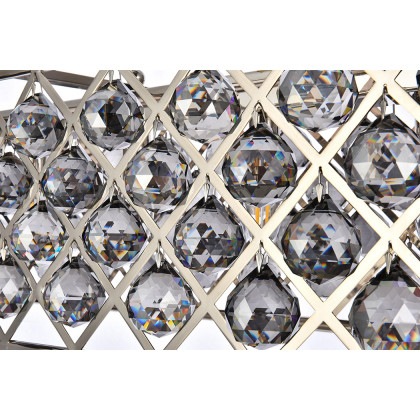 Elegant Crystal Grid Rectangular 7 Light Chandelier - Polished Nickel/Silver, L 50" (1216G50PN-SS-RC)