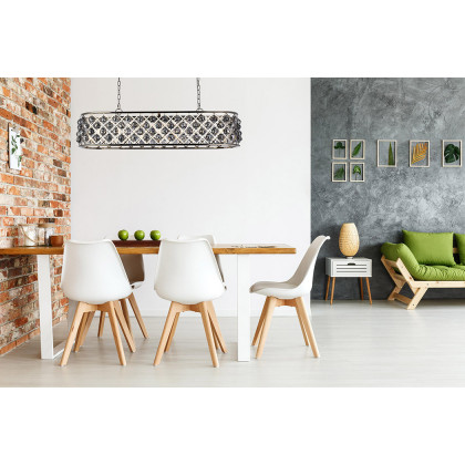 Elegant Crystal Grid Rectangular 7 Light Chandelier - Polished Nickel/Silver, L 50" (1216G50PN-SS-RC)