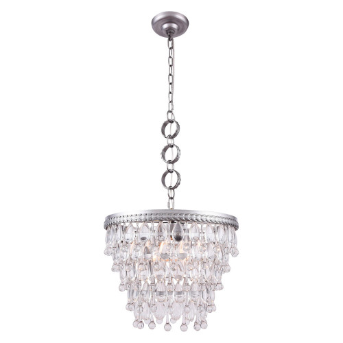 Elegant Teardrop Glass Chandelier 3 Light - Antique Silver, L 16" (1219D16AS-RC)
