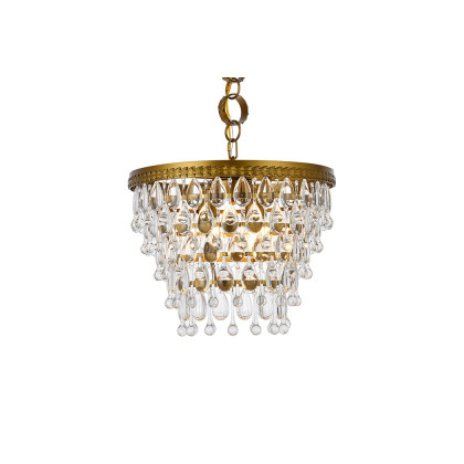 Elegant Teardrop Glass Chandelier 3 Light - Brass, L 16" (1219D16BR-RC)