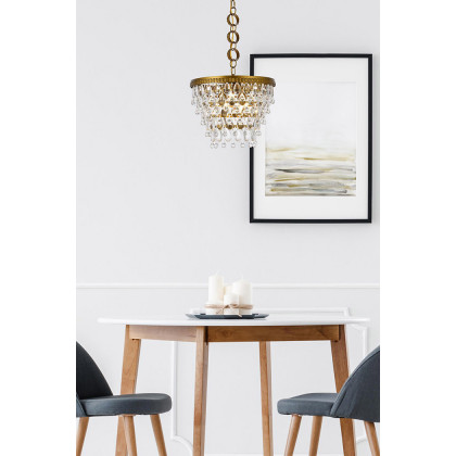 Elegant Teardrop Glass Chandelier 3 Light - Brass, L 16" (1219D16BR-RC)