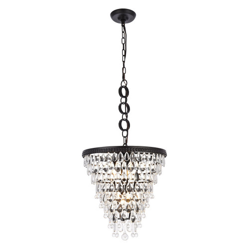 Elegant Teardrop Glass Chandelier 3 Light - Black, L 18" (1219D18BK-RC)
