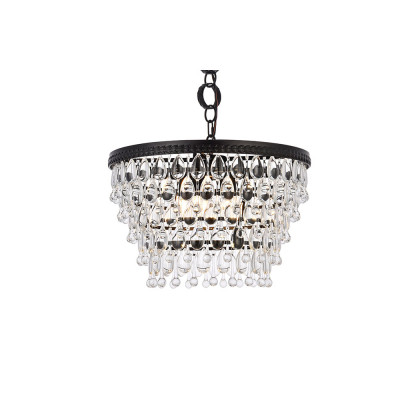 Elegant Teardrop Glass Chandelier 3 Light - Black, L 19" (1219D19BK-RC)