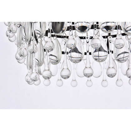Elegant Teardrop Glass Chandelier 3 Light - Black, L 19" (1219D19BK-RC)