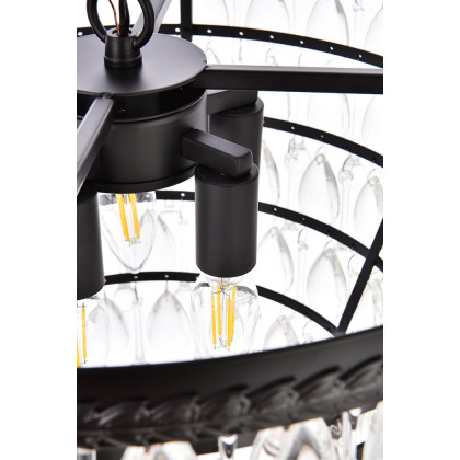 Elegant Teardrop Glass Chandelier 3 Light - Black, L 19" (1219D19BK-RC)