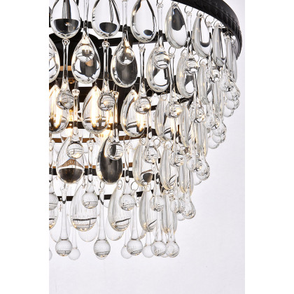 Elegant Teardrop Glass Chandelier 3 Light - Black, L 19" (1219D19BK-RC)