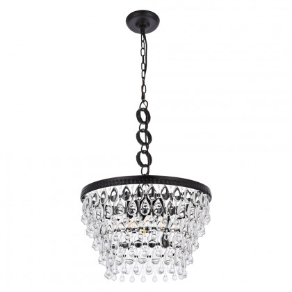 Elegant Teardrop Glass Chandelier 3 Light - Black, L 19" (1219D19BK-RC)