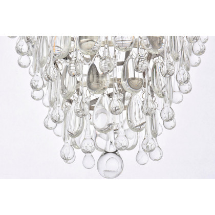 Elegant Teardrop Glass Chandelier 3 Light - Antique Silver, L 24" (1219D24AS-RC)