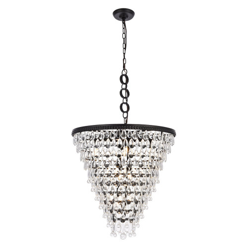 Elegant Teardrop Glass Chandelier 3 Light - Black, L 24" (1219D24BK-RC)