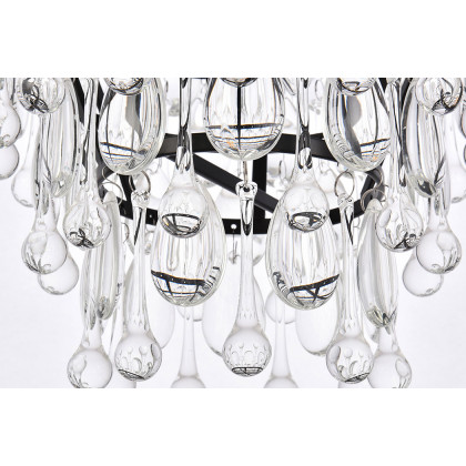 Elegant Teardrop Glass Chandelier 3 Light - Black, L 24" (1219D24BK-RC)