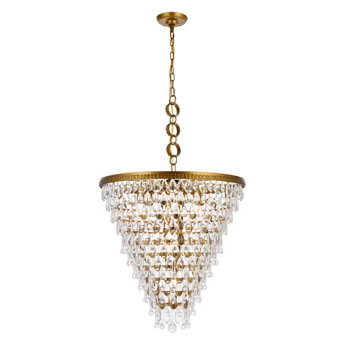 Elegant Teardrop Glass Chandelier 3 Light - Brass, L 24" (1219D24BR-RC)