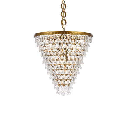 Elegant Teardrop Glass Chandelier 3 Light - Brass, L 24" (1219D24BR-RC)