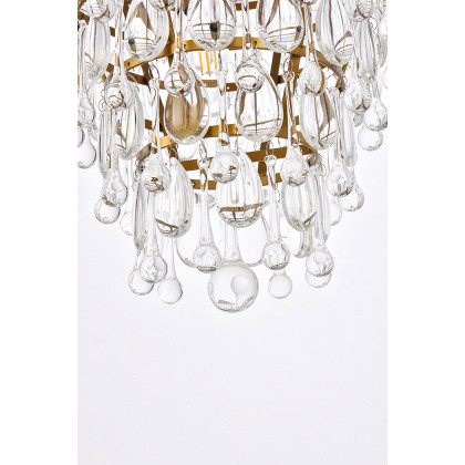Elegant Teardrop Glass Chandelier 3 Light - Brass, L 24" (1219D24BR-RC)