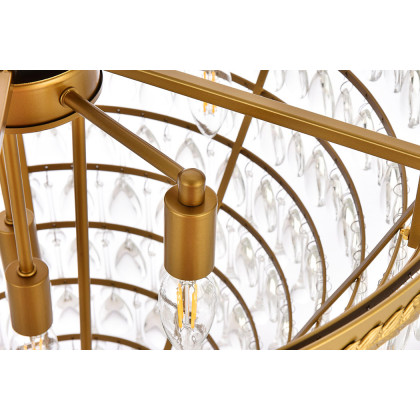 Elegant Teardrop Glass Chandelier 3 Light - Brass, L 24" (1219D24BR-RC)