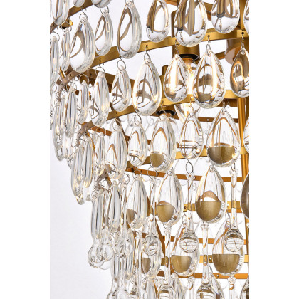Elegant Teardrop Glass Chandelier 3 Light - Brass, L 24" (1219D24BR-RC)