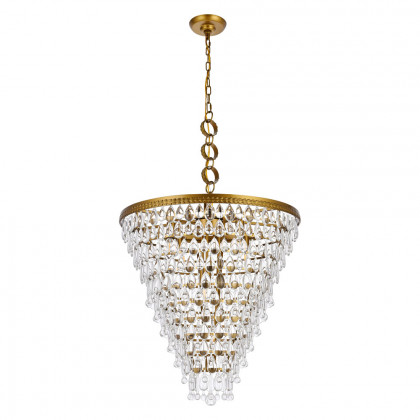 Elegant Teardrop Glass Chandelier 3 Light - Brass, L 24" (1219D24BR-RC)