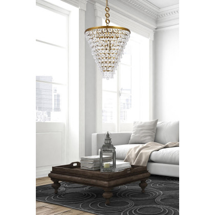 Elegant Teardrop Glass Chandelier 3 Light - Brass, L 24" (1219D24BR-RC)