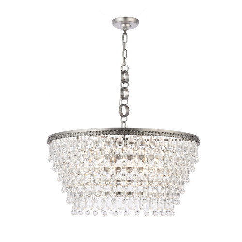 Elegant Teardrop Glass Chandelier 3 Light - Antique Silver, L 28" (1219D28AS-RC)
