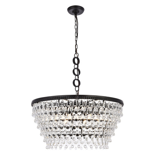 Elegant Teardrop Glass Chandelier 3 Light - Black, L 28" (1219D28BK-RC)