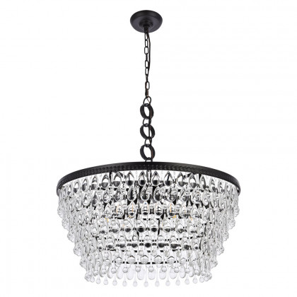 Elegant Teardrop Glass Chandelier 3 Light - Black, L 28" (1219D28BK-RC)