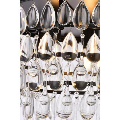 Elegant Teardrop Glass Flushmount 3 Light - Black, L 15" (1219F15BK-RC)