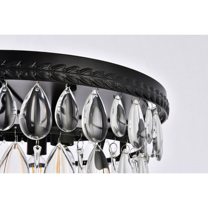 Elegant Teardrop Glass Flushmount 3 Light - Black, L 15" (1219F15BK-RC)