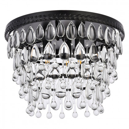 Elegant Teardrop Glass Flushmount 3 Light - Black, L 15" (1219F15BK-RC)