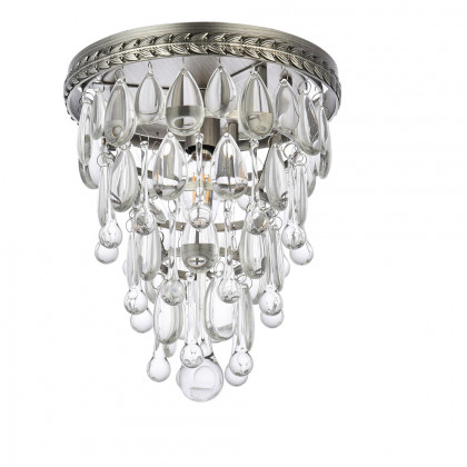 Elegant Teardrop Glass Flushmount 3 Light - Antique Silver, L 9" (1219F9AS-RC)