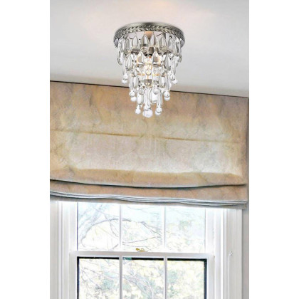 Elegant Teardrop Glass Flushmount 3 Light - Antique Silver, L 9" (1219F9AS-RC)