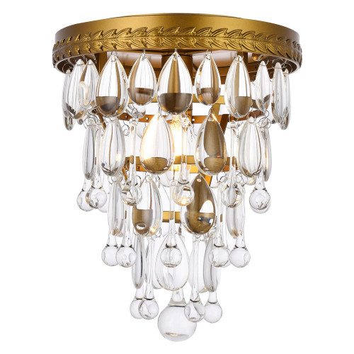 Elegant Teardrop Glass Flushmount 3 Light - Brass, L 9" (1219F9BR-RC)
