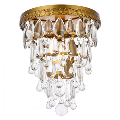Elegant Teardrop Glass Flushmount 3 Light - Brass, L 9" (1219F9BR-RC)