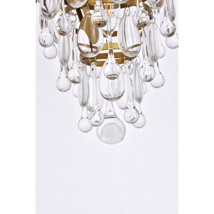 Elegant Teardrop Glass Flushmount 3 Light - Brass, L 9" (1219F9BR-RC)