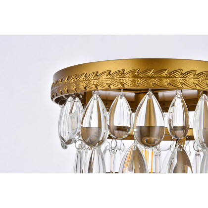 Elegant Teardrop Glass Flushmount 3 Light - Brass, L 9" (1219F9BR-RC)