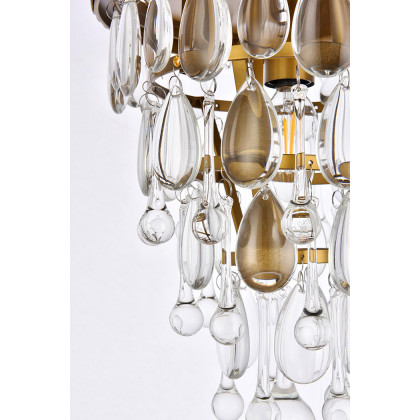 Elegant Teardrop Glass Flushmount 3 Light - Brass, L 9" (1219F9BR-RC)