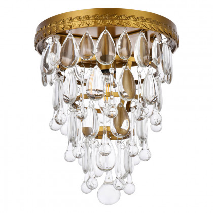 Elegant Teardrop Glass Flushmount 3 Light - Brass, L 9" (1219F9BR-RC)