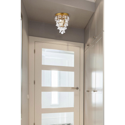 Elegant Teardrop Glass Flushmount 3 Light - Brass, L 9" (1219F9BR-RC)