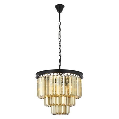 Elegant Urban Classic Chandelier - Matte Black/Gold, L 20" (1231D20MB-GT-RC)