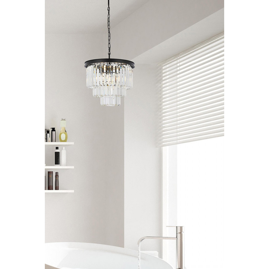 Elegant Urban Classic Chandelier - Matte Black, L 20" (1231D20MB-RC)
