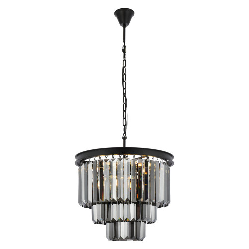 Elegant Urban Classic Chandelier - Matte Black/Silver, L 20" (1231D20MB-SS-RC)